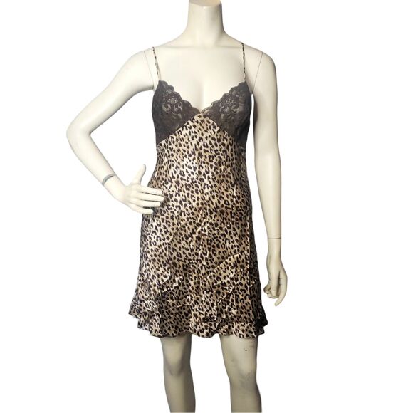 Vintage Marilyn Monroe WARNERS Silk Lace Leopard Nightgown Robe Set Size Large - Picture 1 of 7